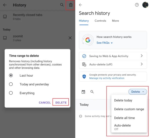 روشهای پاک کردن تاریخچه جستجوی گوگل / عکس