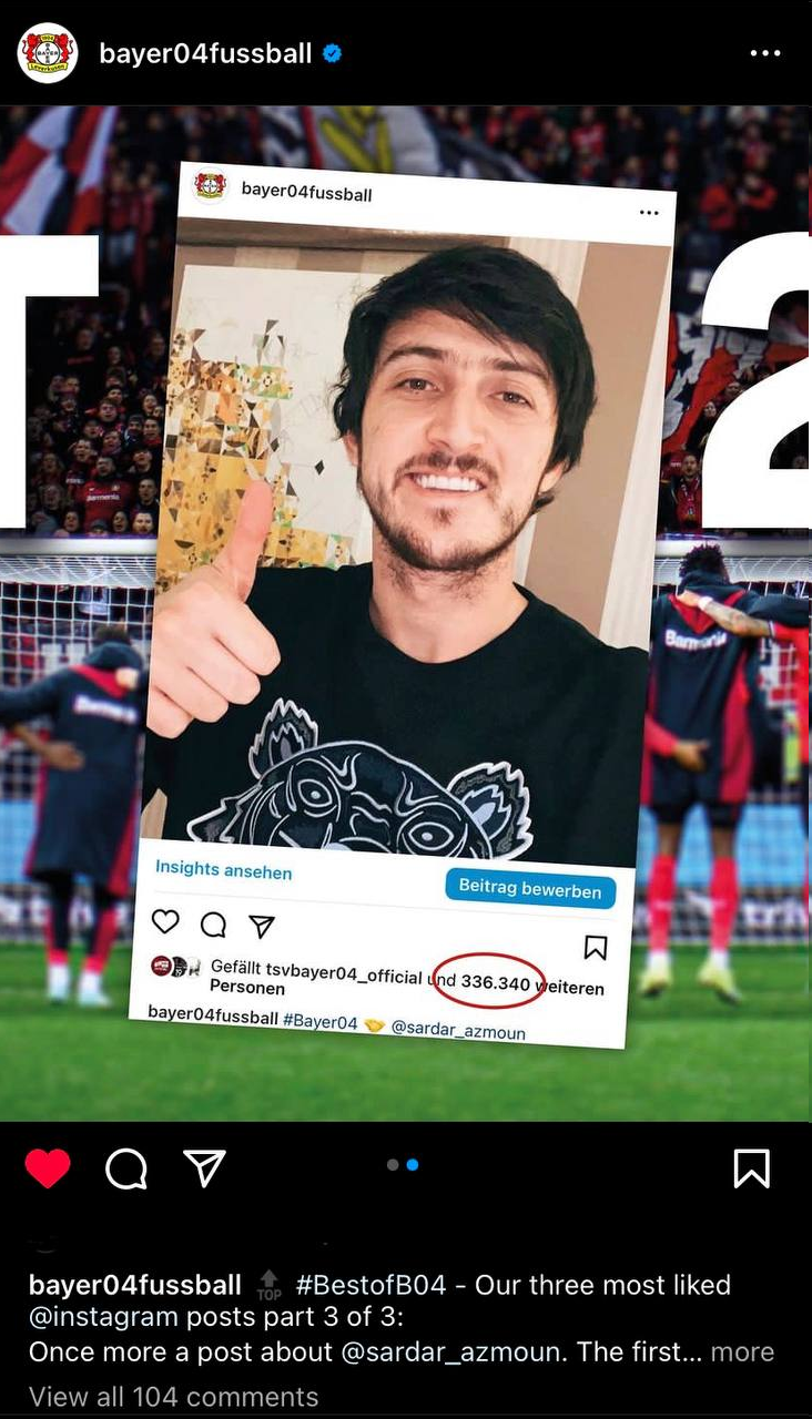 عکس| سردار اینستاگرام لورکوزن را منفجر کرد!