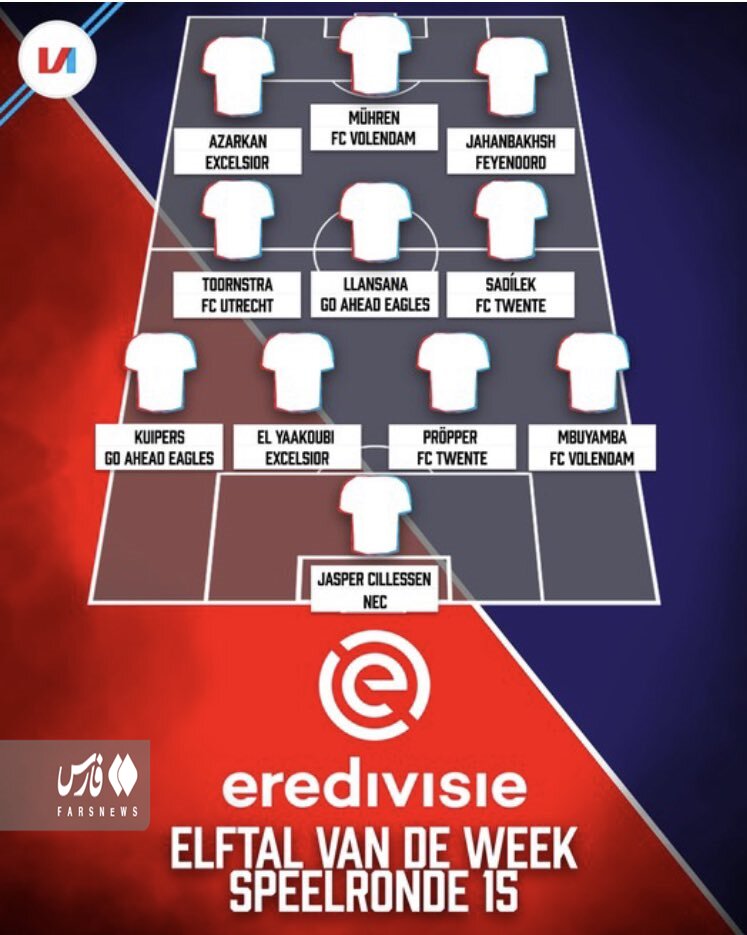 عکس | ستاره ایرانی در تیم منتخب لیگ هلند