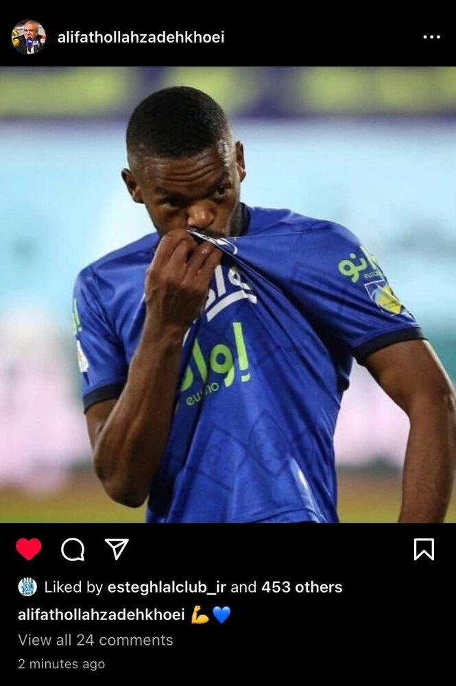 عکس | پست اینستاگرامی فتحاللهزاده پس از برد استقلال 2