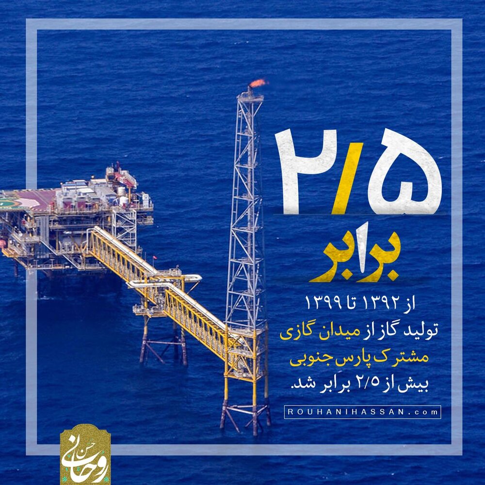 دولت روحانی در وضغیت تحریمی ثبت کرد / اولین سبقت تاریخی ایران از قطر در میدان گازی مشترک + نمودار 2