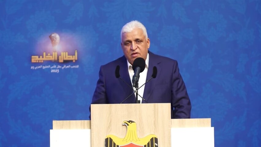 جعل نام خلیج فارس هنگام سخنرانی رئیس الحشدالشعبی/عکس