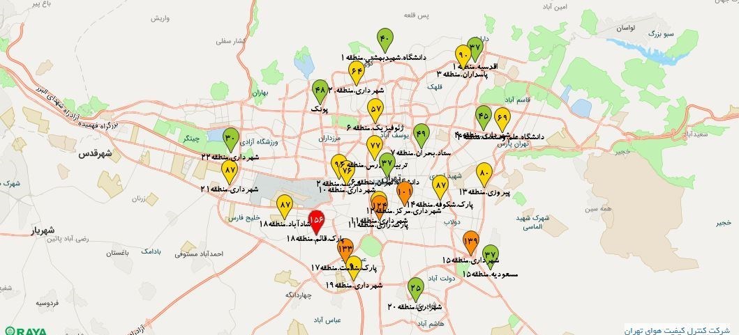 تهران در شرایط "آب و هوای مساعد"/ تنفس هوا "روشن" در 9 منطقه