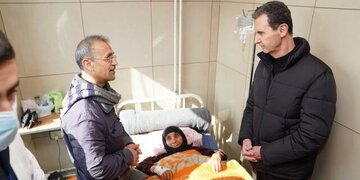 عیادت بشار اسد و همسرش از زلزله‌زدگان سوری/عکس

