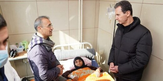 عیادت بشار اسد و همسرش از زلزله‌زدگان سوری/عکس 