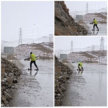 خطر ریزش سنگ  از کوه در سطح راههای استان چهارمحال وبختیاری