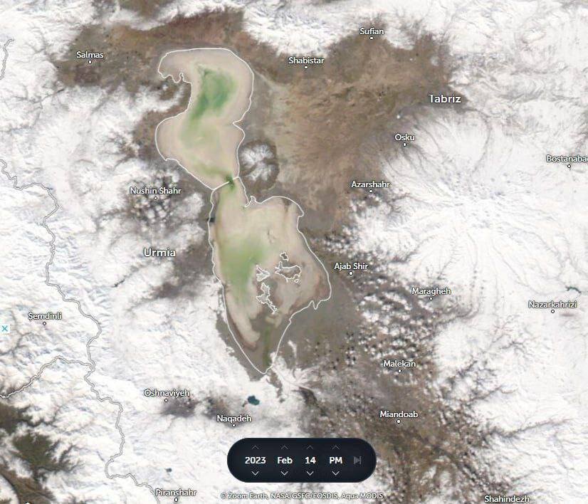 تصویر ماهواره‌ای جدید از وضعیت دریاچه ارومیه