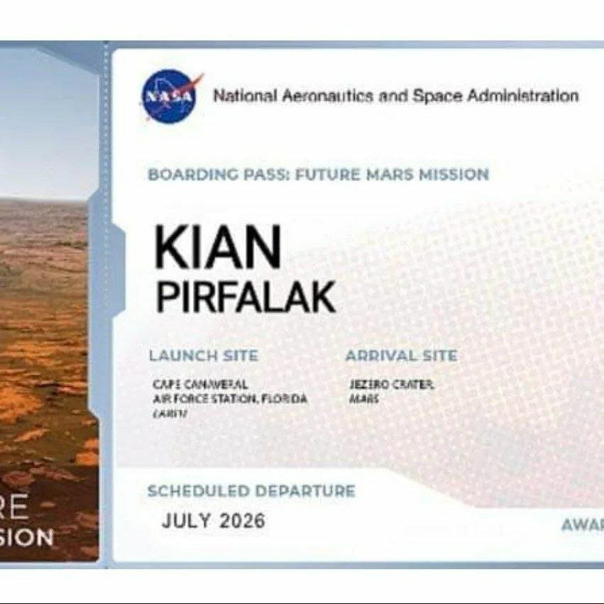 «ناسا» برای ‌کیان پیرفلک⁩، «کارت عضویت» افتخاری صادر کرد + تصویر کارت