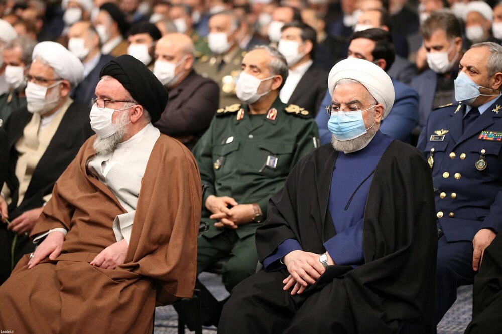 حضور روحانی در دیدار مسئولان نظام با رهبر انقلاب + عکس‌ها