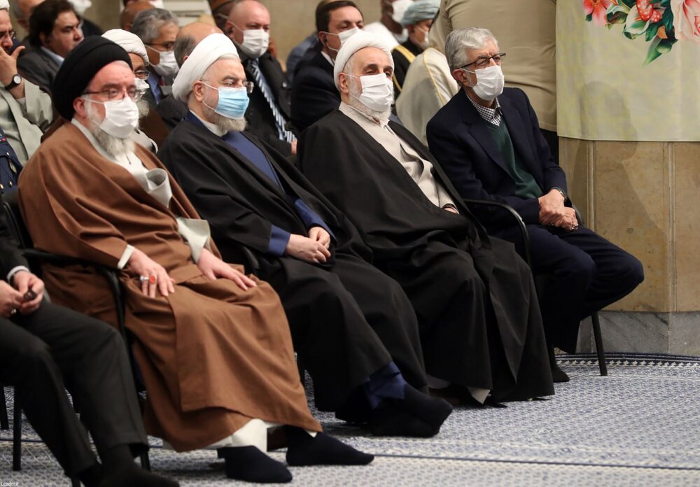 حضور روحانی در دیدار مسئولان نظام با رهبر انقلاب + عکس‌ها
