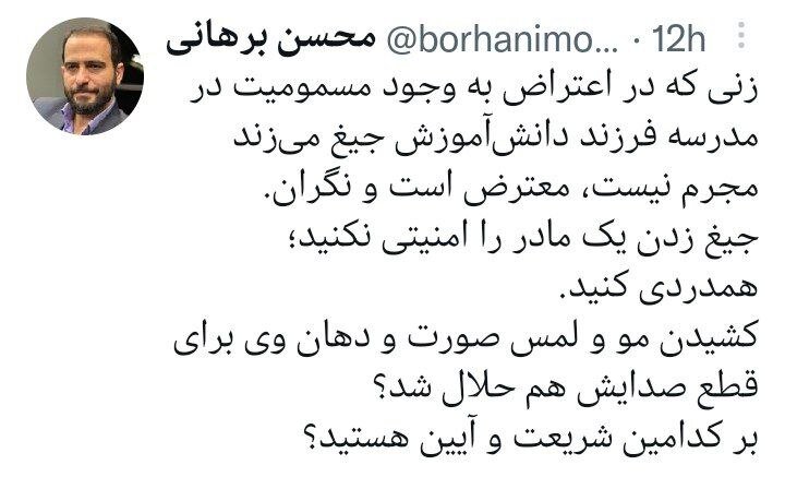 انتقاد برهانی، حقوقدان از برخورد «امنیتی» با یک مادر معترض به مسمومیت فرزند خود
