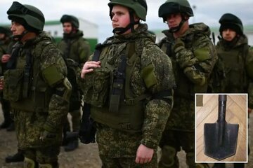 کار سربازان روسی به جنگ با بیل رسید!/عکس