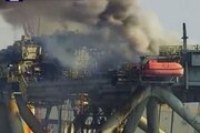 ببینید | آتش سوزی در یک سکوی نفتی چند طبقه در آلابامای آمریکا