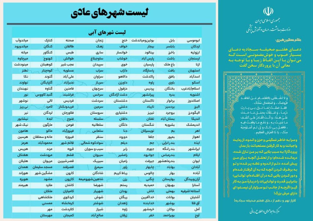 آخرین رنگبندی کرونایی کشور/ ۴ شهر در وضعیت قرمز