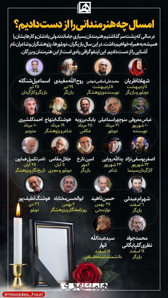 اینفوگرافیک | امسال چه هنرمندانی را از دست دادیم؟