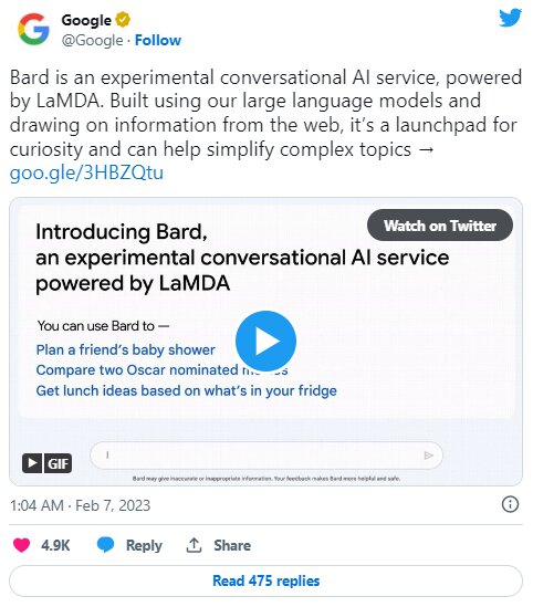 «بارد» گوگل وارد میدان رقابت هوش مصنوعی شد