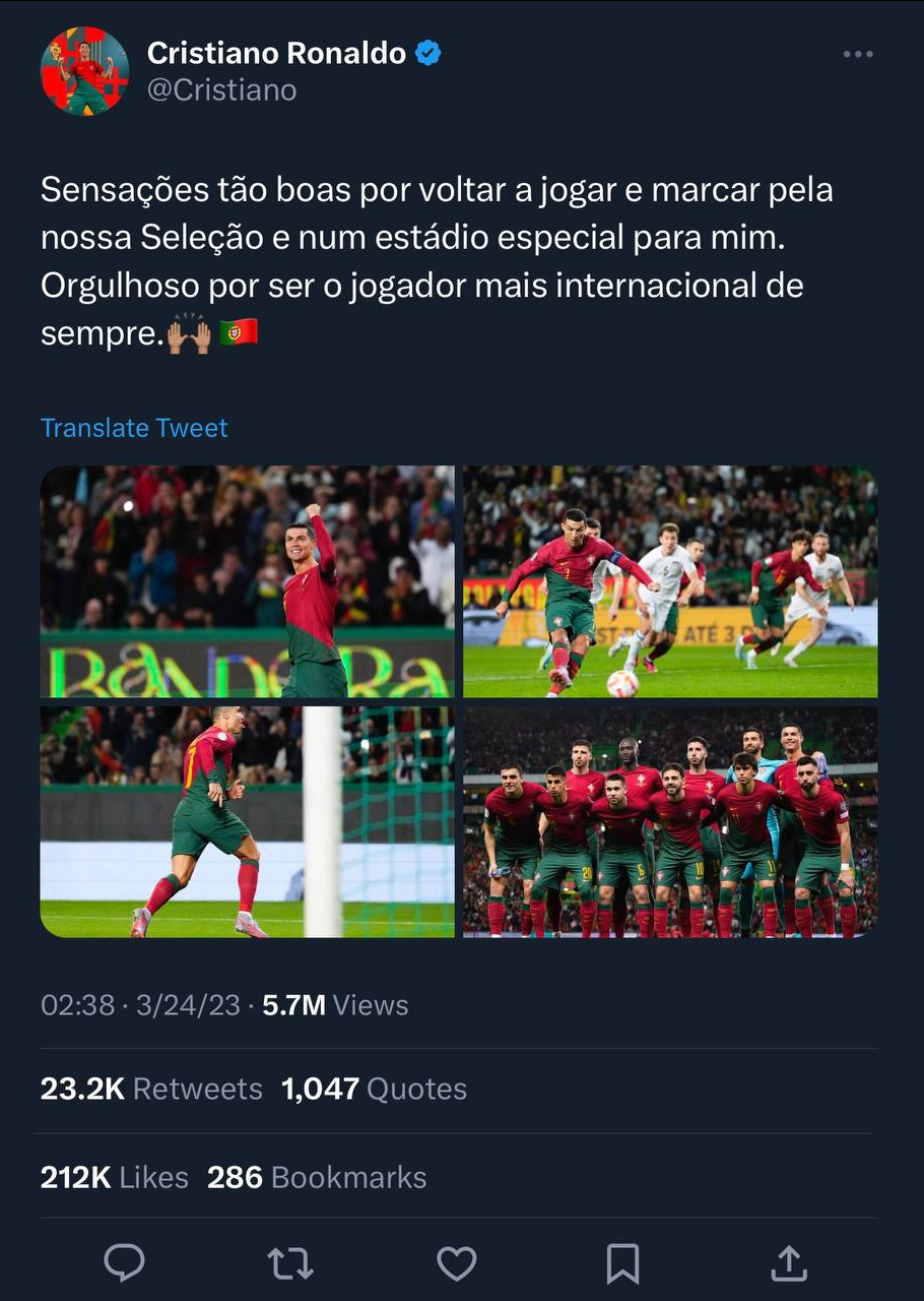 عکس | اولین واکنش رونالدو به شکستن رکورد بازی های ملی