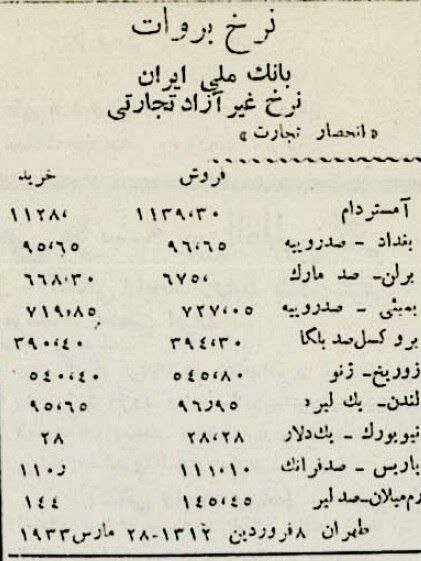عکس| قیمت باورنکردنی انواع ارز در ۹۰ سال قبل!