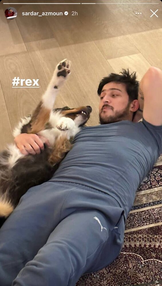 عکس| استوری بامزه سردار آزمون با سگش