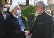 حضور روحانی در مراسم چهلمین روز درگذشت همسر شهید مطهری + عکس‌ها