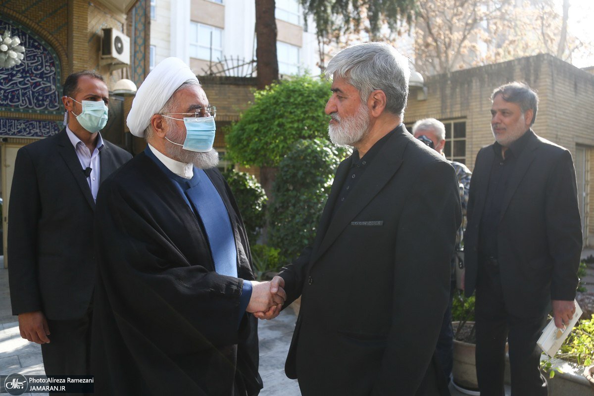 حضور روحانی در مراسم چهلمین روز درگذشت همسر شهید مطهری + عکسها