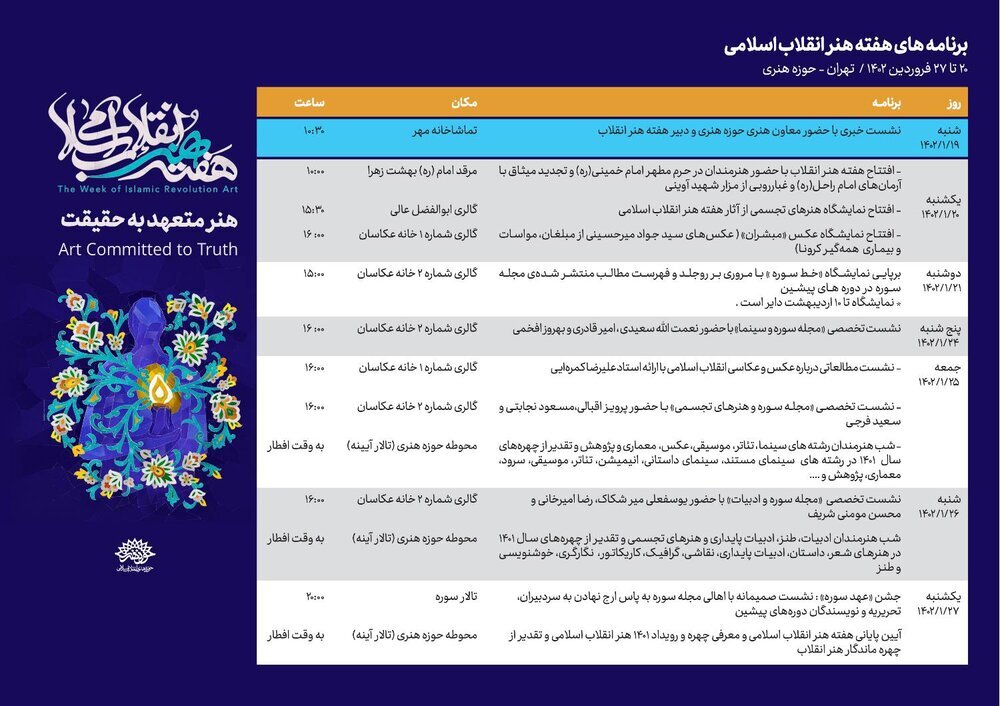 برنامههای نهمین هفته هنر انقلاب تشریح شد/ «چهره برگزیده سال» و «چهره ماندگار هنر انقلاب» معرفی می شوند/جوایز ۳ برابر شد
