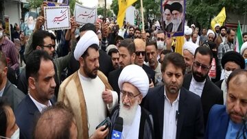 آیت‌الله نوری همدانی در راهپیمایی روز قدس: رژیم صهیونیستی در «روزهای پایان عمر خود» است