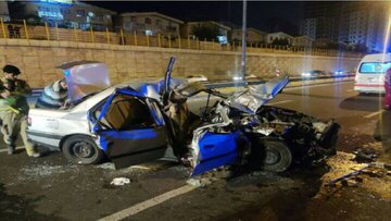 تصادف مرگبار خودرو سواری با خاور در بزرگراه همدانی