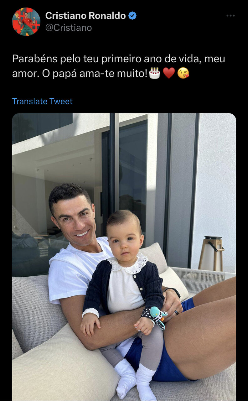 عکس | توئیت احساسی رونالدو برای فرزند یک سالهاش