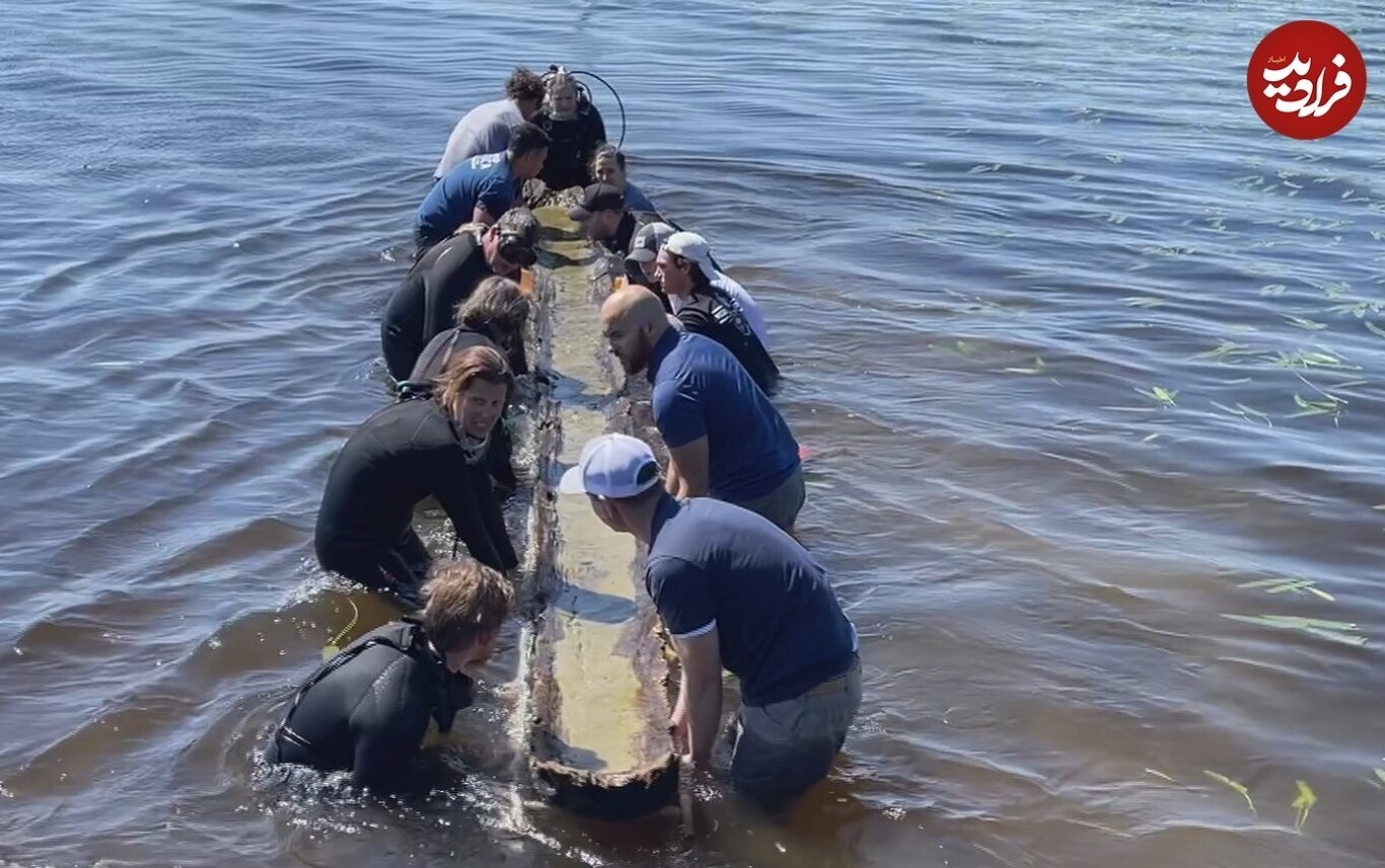 قایق هزارساله سرخپوستان از زیر آب بیرون آمد/ عکس