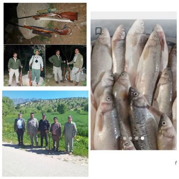 دستگیری ۶ متخلف شکار و صید و کشف ۳ قبضه اسلحه در لرستان