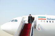 ببینید | لحظه ورود رئیسی به فرودگاه دمشق و استقبال هیأت سوری از او و همراهان