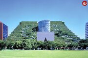 ساختمان مدرن ژاپنی که شبیه یک تپه جنگلی است/ عکس