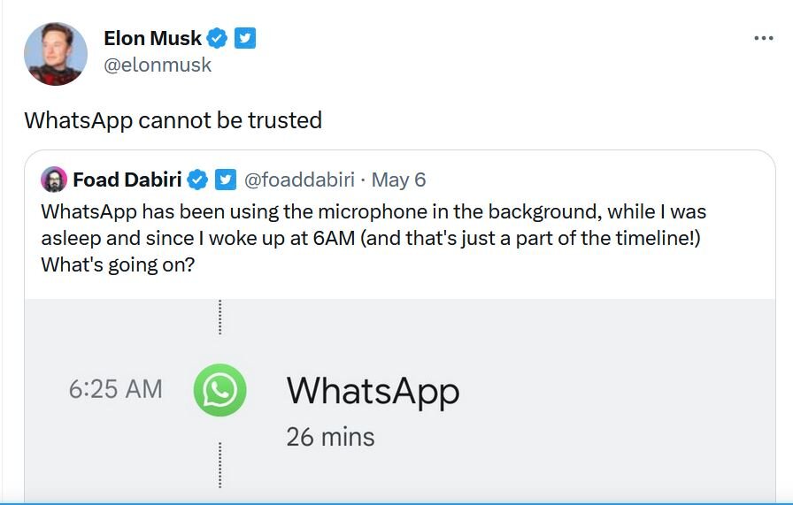 حمله تند ایلان ماسک به واتساپ/ عکس