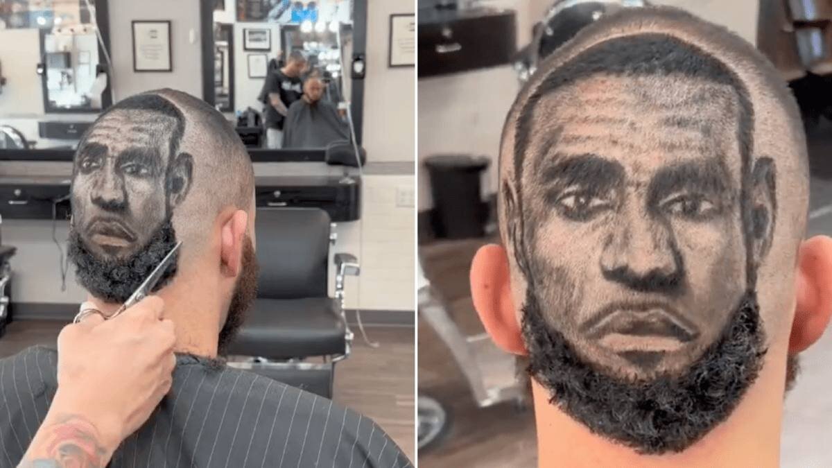 هواداری که تصویر بسکتبالیست معروف را روی سرش طراحی کرد/ عکس