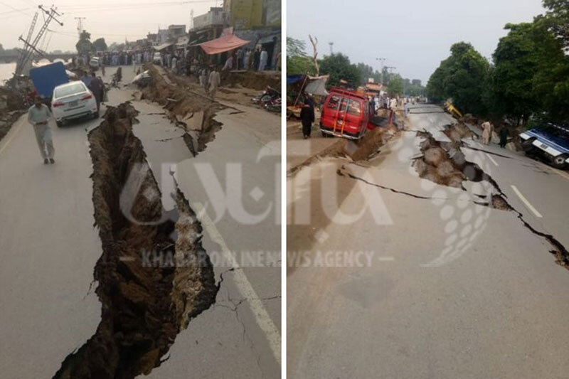 عکس | شکافته شدن زمین در پاکستان پس از زلزله 6 ریشتری