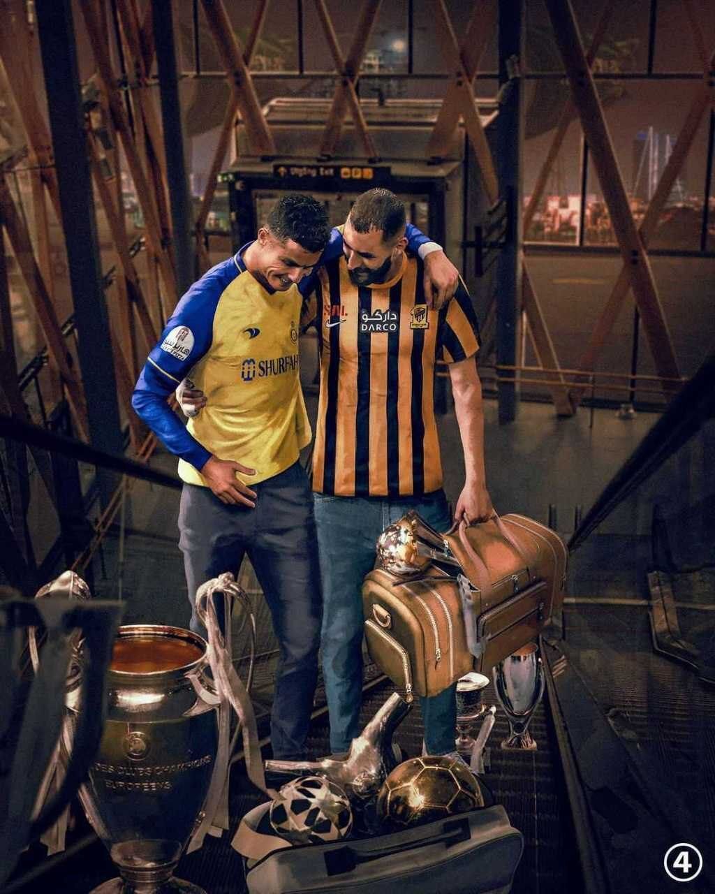 عکس| استقبال کریس رونالدو از کریم بنزما در عربستان