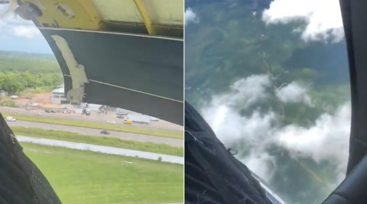 لحظه وحشتناک باز شدن در هواپیما در دل آسمان/ عکس