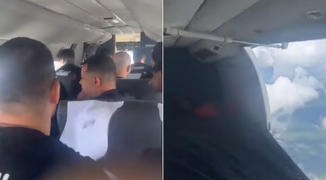 لحظه وحشتناک باز شدن در هواپیما در دل آسمان/ عکس