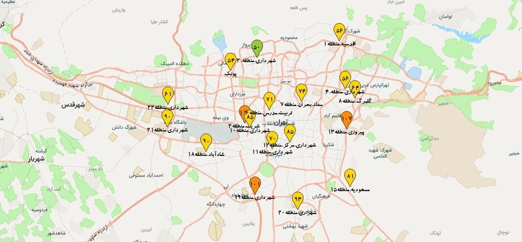 کیفیت هوای تهران در نخستین روز تابستان