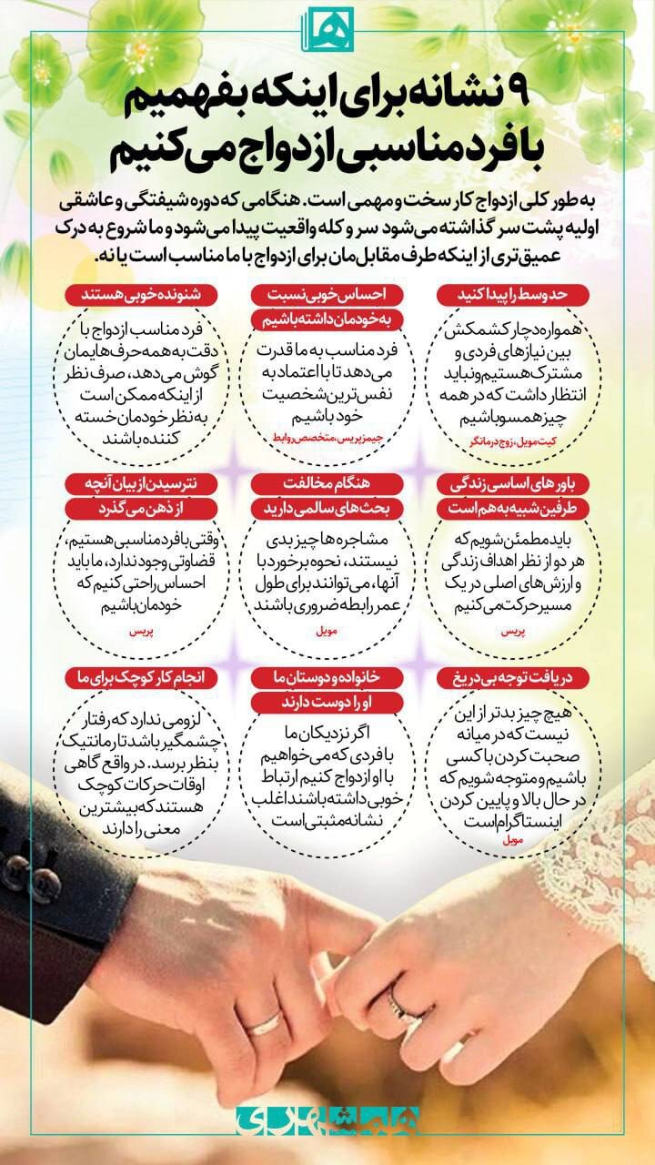 ببینید | ۹ نشانه برای اینکه بفهمیم با فرد مناسبی ازدواج میکنیم