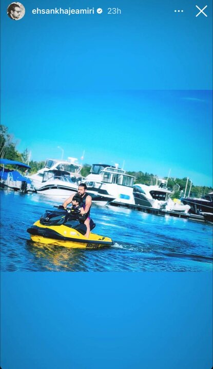 ببینید | تفریحات لاکچری احسان خواجهامیری در کانادا؛ اجاره قایق اشرافی و ...