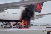 ببینید | اولین تصاویر از آتش‌سوزی خودرو در فرودگاه مونترال ترودو
