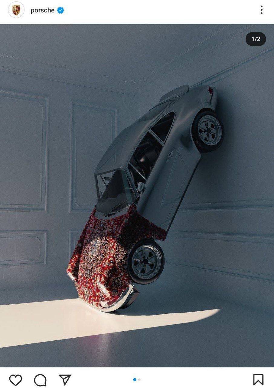 سواری جادویی پورشه که لباس ایرانی تن کرده/ عکس