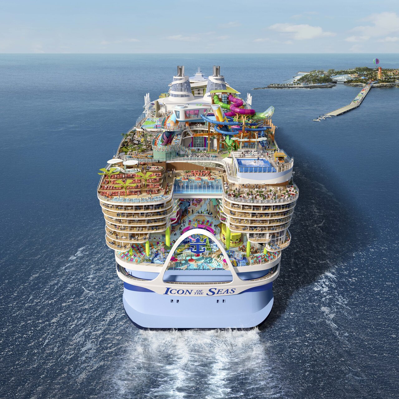 بزرگترین کشتی تفریحی جهان در دریای کارائیب/ عکس