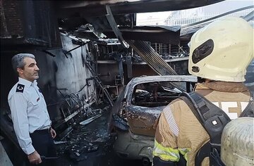 سوختن دو خودرو در آتش‌سوزی جنوب تهران / عکس