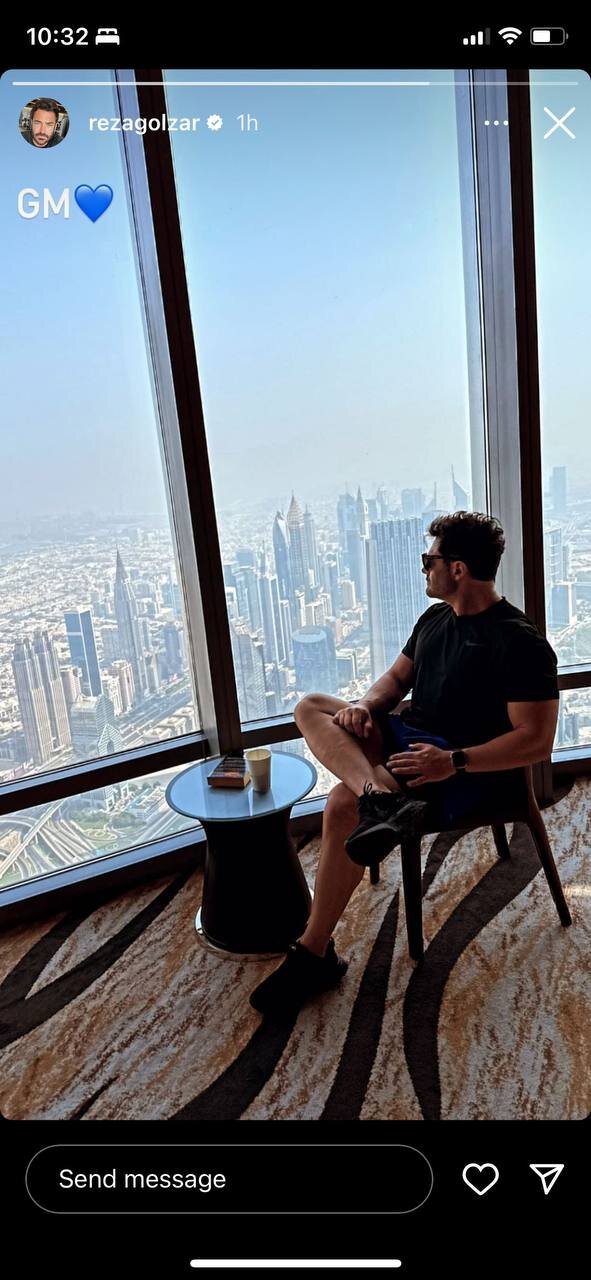 عکس | محمدرضا گلزار بالاتر از همه آسمانخراشهای دبی