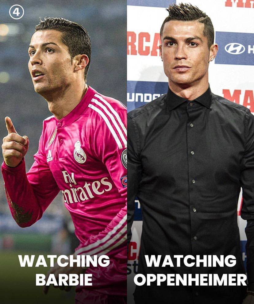 عکس| دو تیپ متفاوت رونالدو برای تماشای باربی و اوپنهایمر!