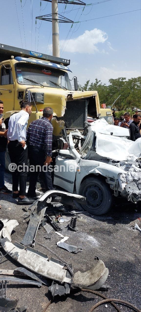 تصادف مرگبار در تبریز؛ له شدن خودروی سواری در برخورد با کامیون / عکس 3