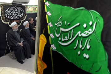 اشک‌های حسن روحانی در مراسم عزاداری امام حسین(ع)
